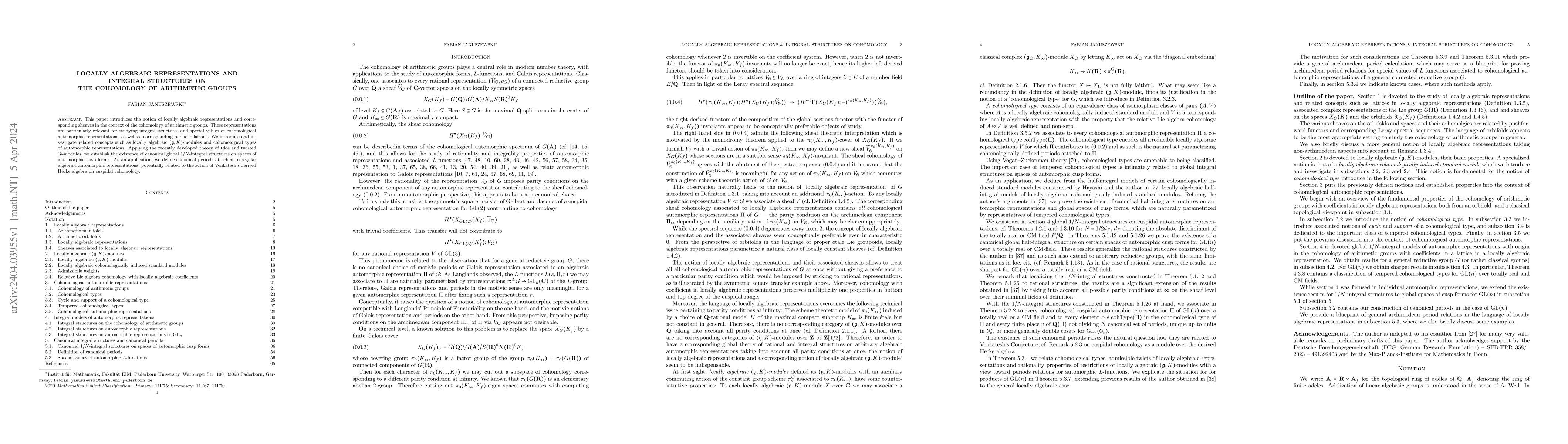 Thumbnail for Locally algebraic representations and integral structures on the
  cohomology of arithmetic groups