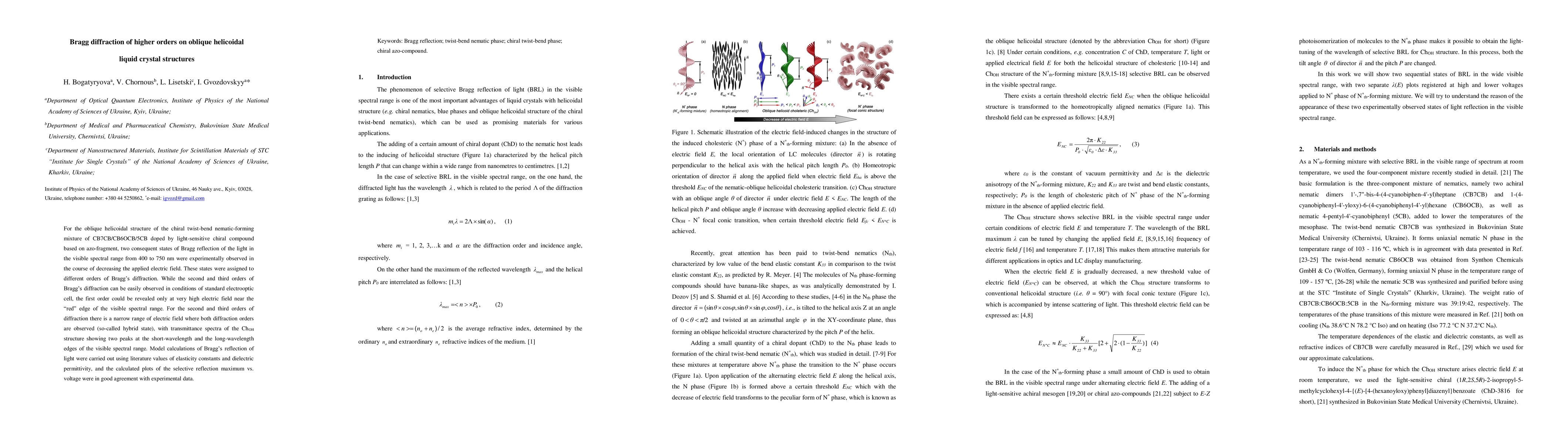 Thumbnail for Bragg diffraction of higher orders on oblique helicoidal liquid crystal
  structures