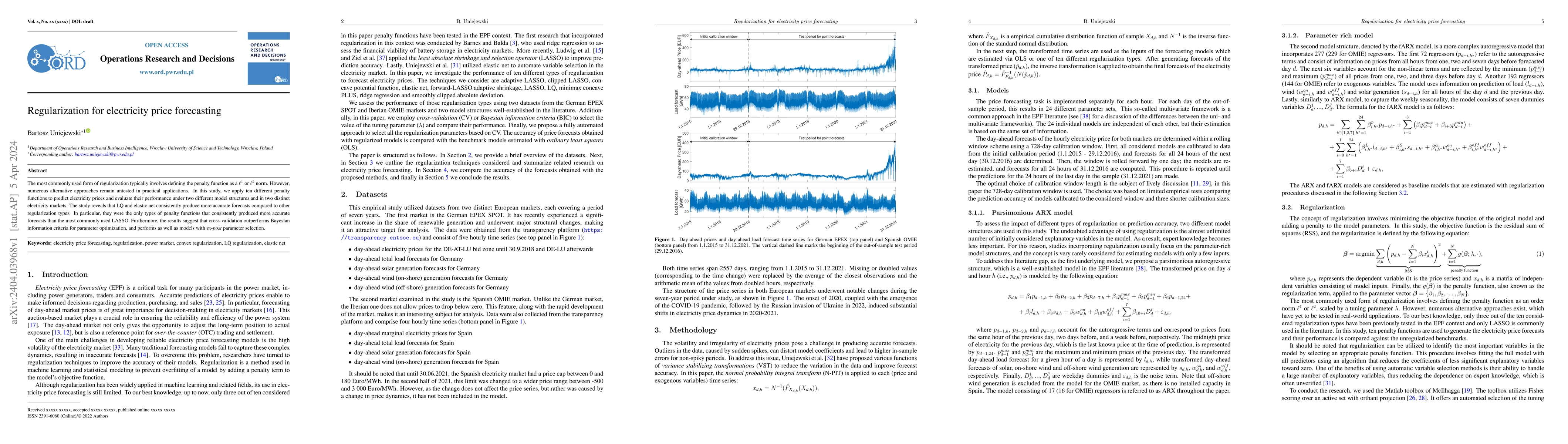 Thumbnail for Regularization for electricity price forecasting