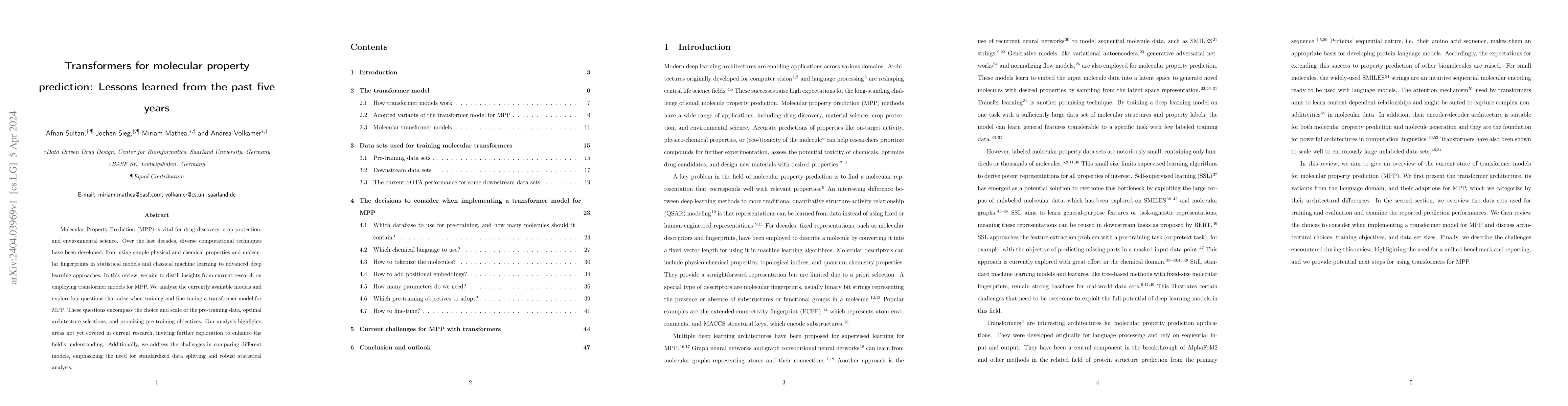 Thumbnail for Transformers for molecular property prediction: Lessons learned from the
  past five years