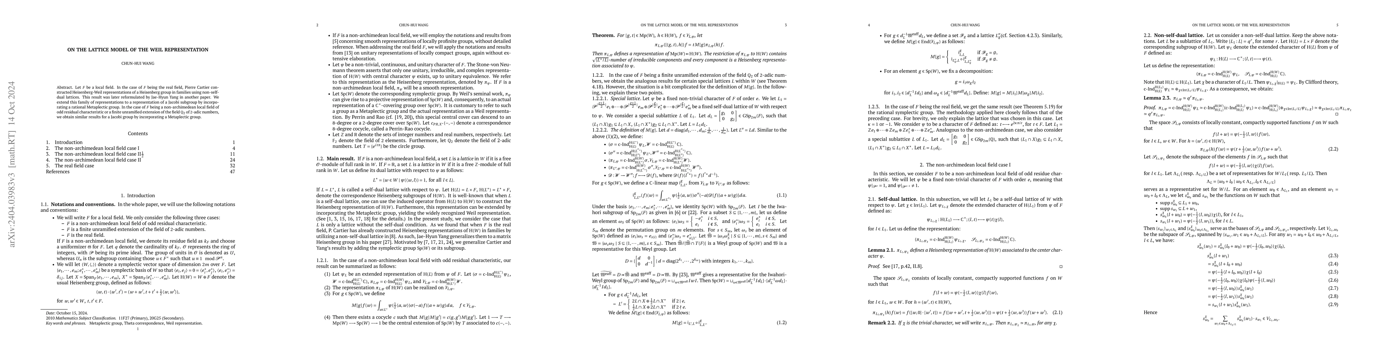 Thumbnail for On the lattice model of the Weil representation