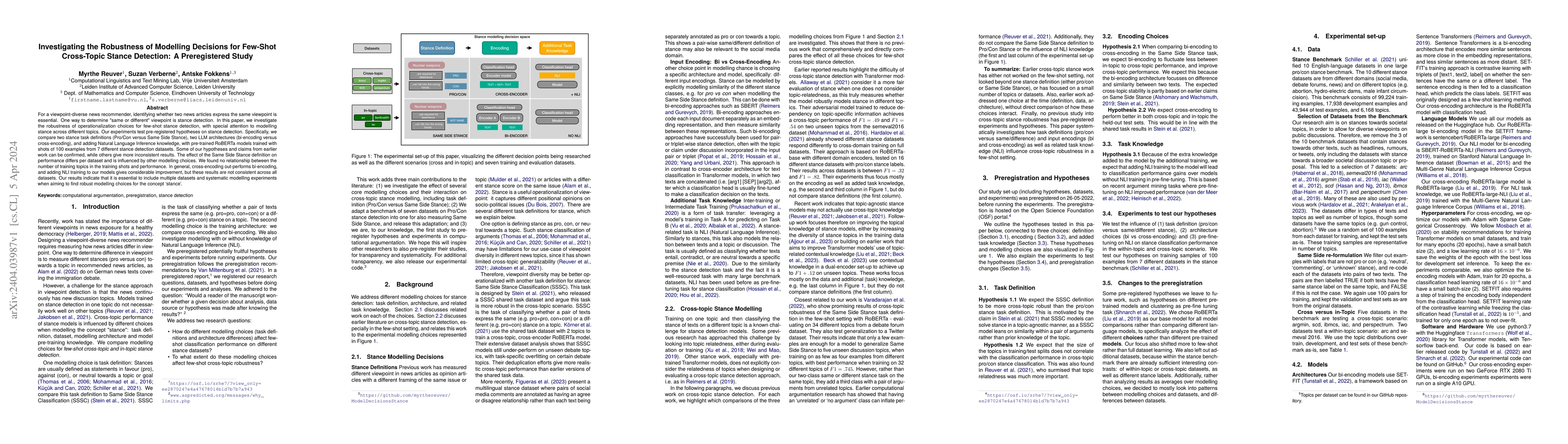 Thumbnail for Investigating the Robustness of Modelling Decisions for Few-Shot
  Cross-Topic Stance Detection: A Preregistered Study