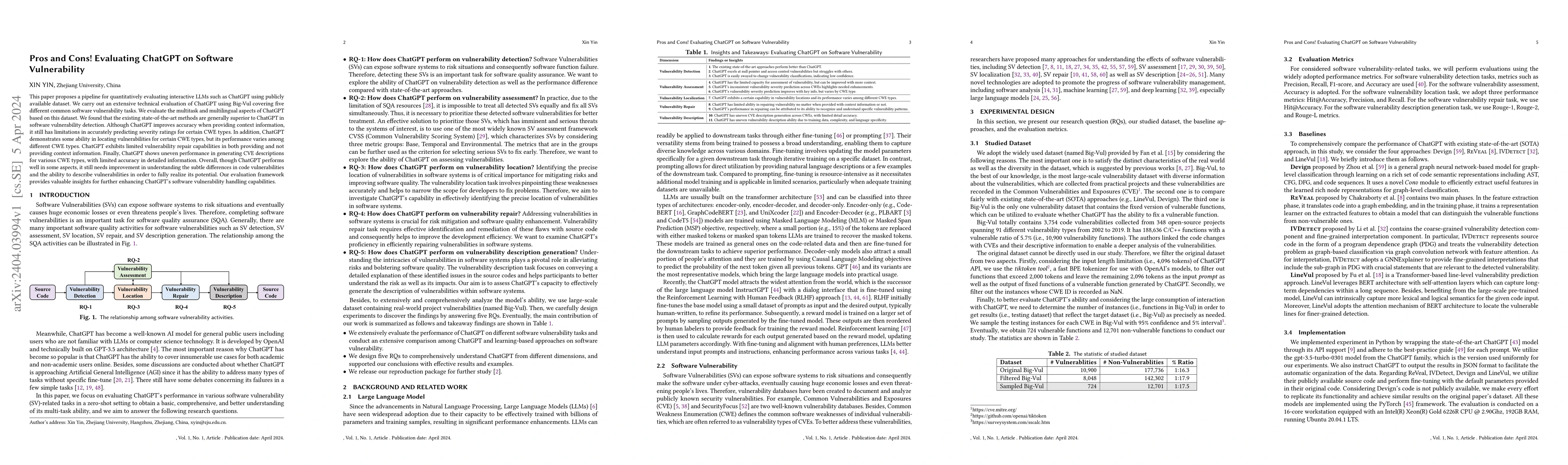Thumbnail for Pros and Cons! Evaluating ChatGPT on Software Vulnerability
