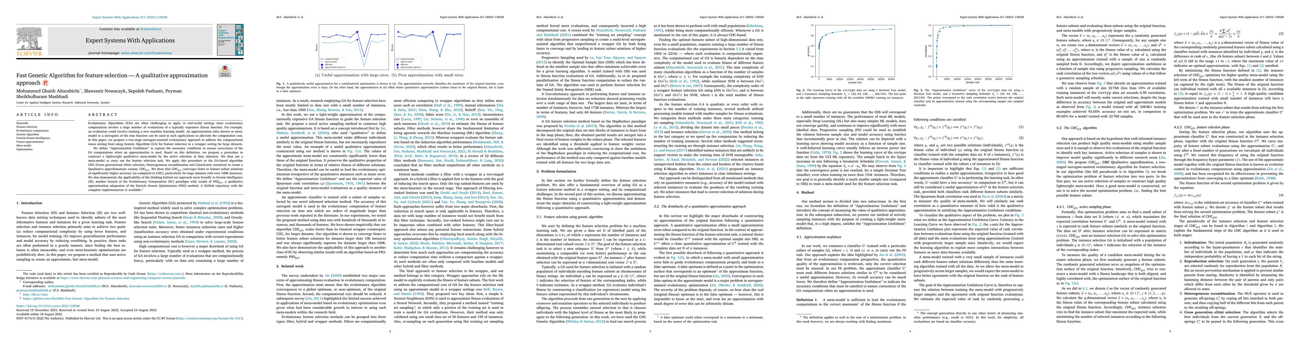 Thumbnail for Fast Genetic Algorithm for feature selection -- A qualitative
  approximation approach