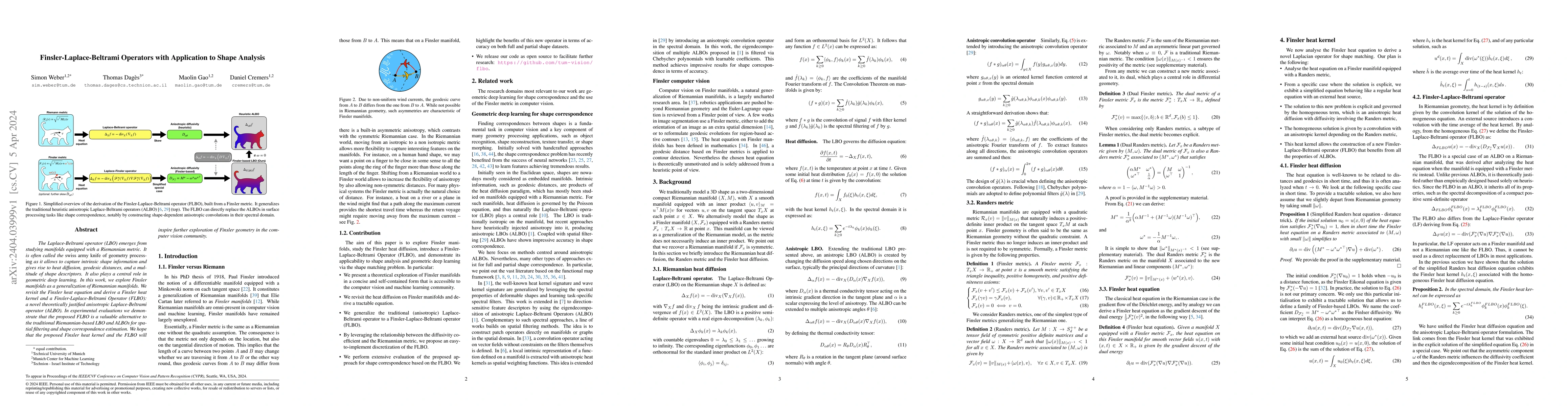 Thumbnail for Finsler-Laplace-Beltrami Operators with Application to Shape Analysis