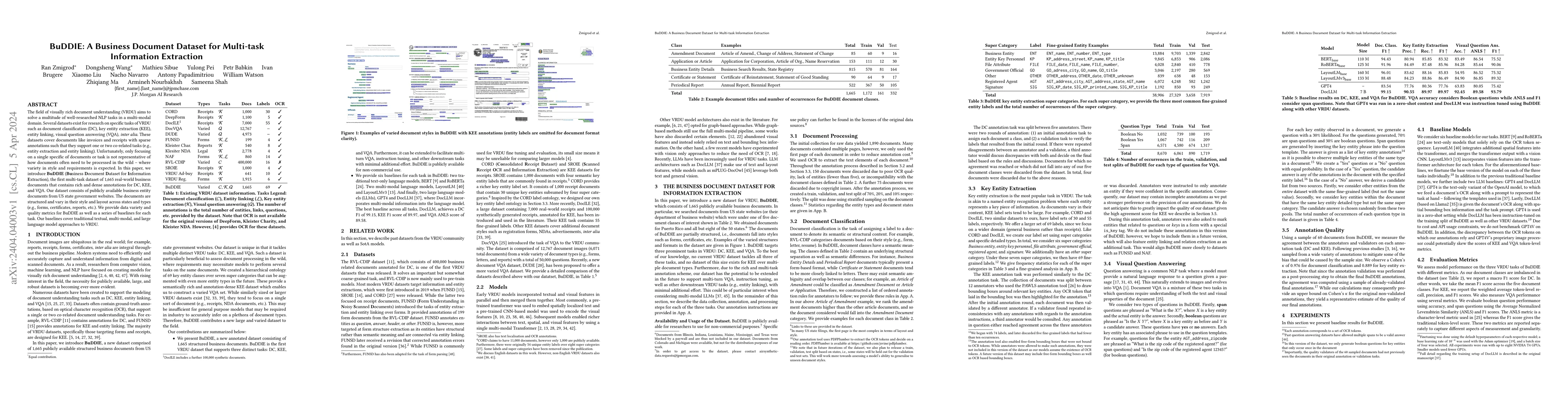 Thumbnail for BuDDIE: A Business Document Dataset for Multi-task Information
  Extraction