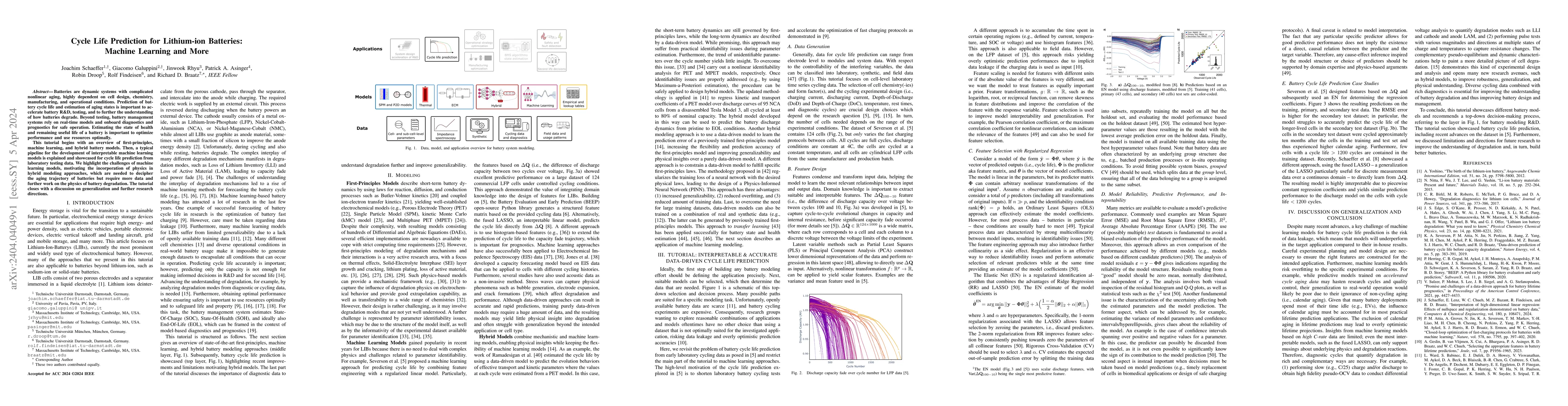 Thumbnail for Cycle Life Prediction for Lithium-ion Batteries: Machine Learning and
  More