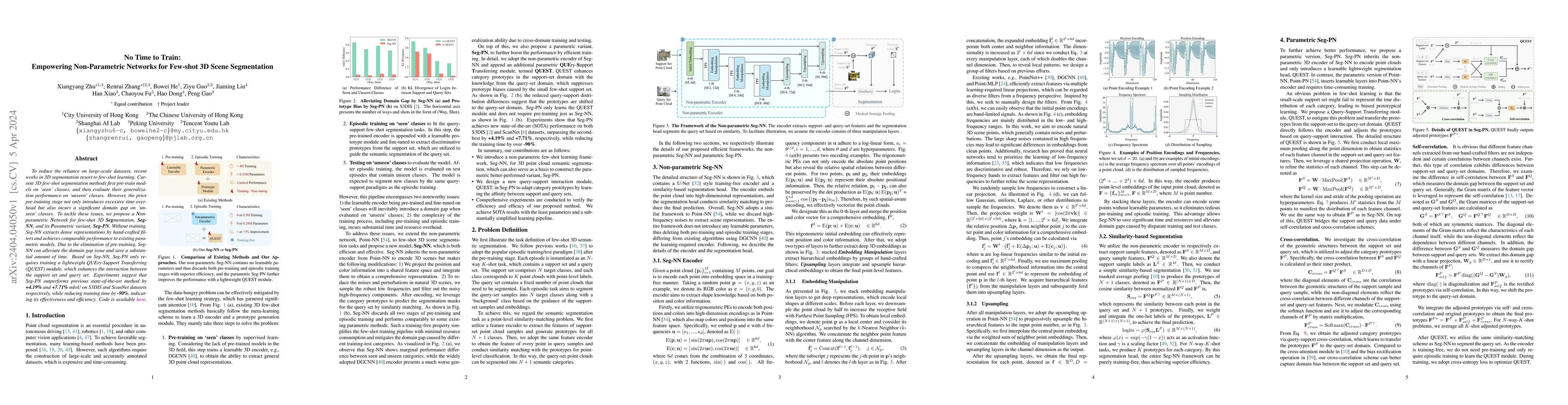 Thumbnail for No Time to Train: Empowering Non-Parametric Networks for Few-shot 3D
  Scene Segmentation