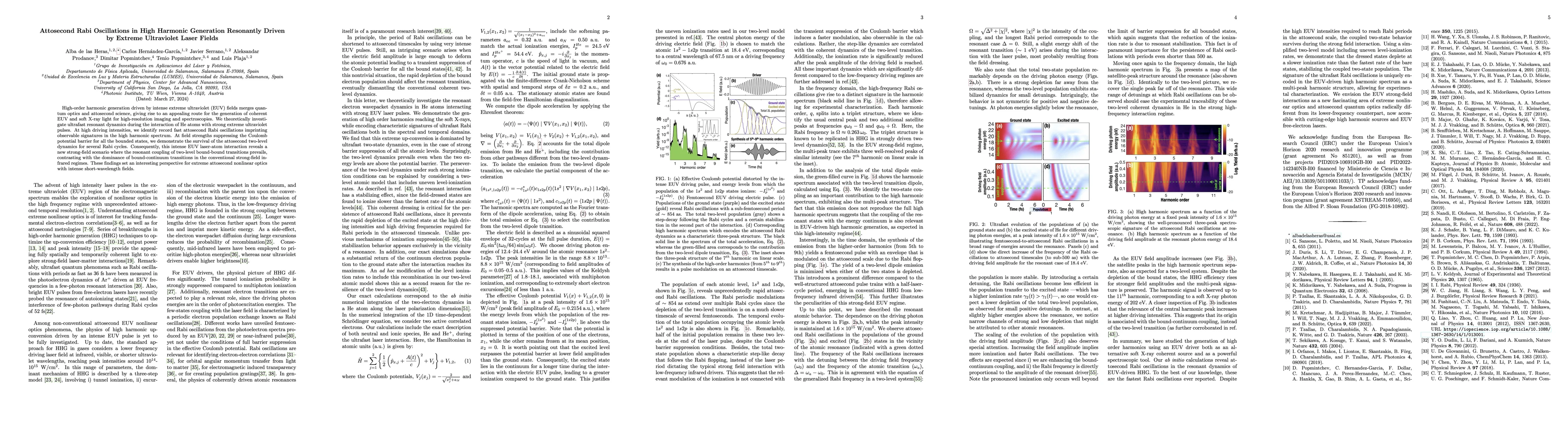 Thumbnail for Attosecond Rabi Oscillations in High Harmonic Generation Resonantly
  Driven by Extreme Ultraviolet Laser Fields