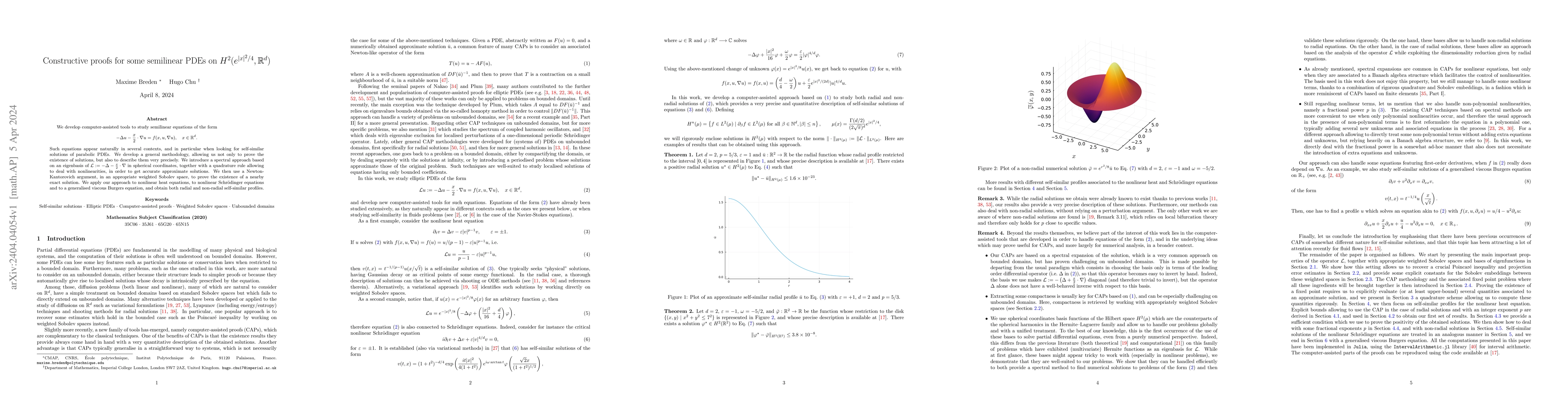 Thumbnail for Constructive proofs for some semilinear PDEs on
  $H^2(e^{|x|^2/4},\mathbb{R}^d)$