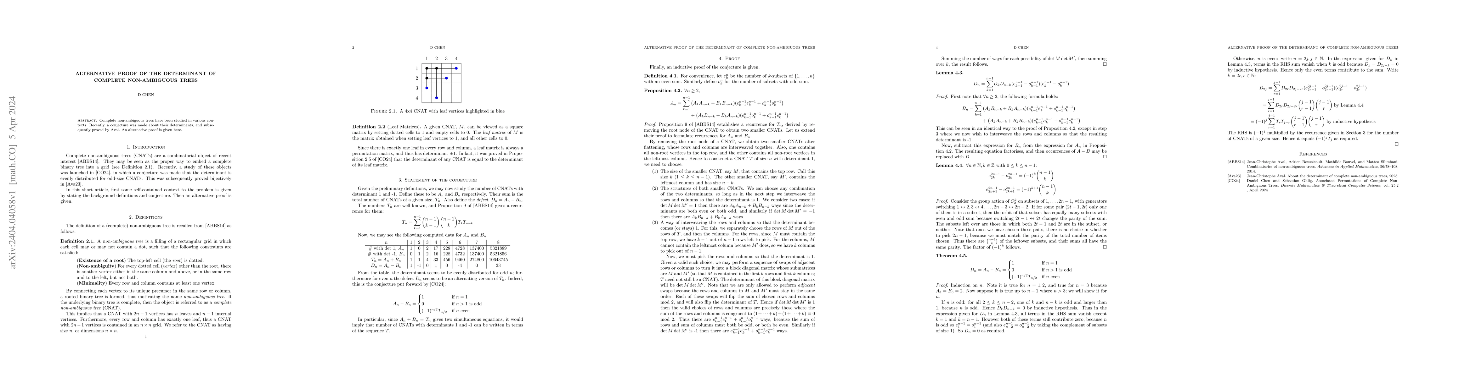 Thumbnail for Alternative Proof of the Determinant of Complete Non-Ambiguous Trees