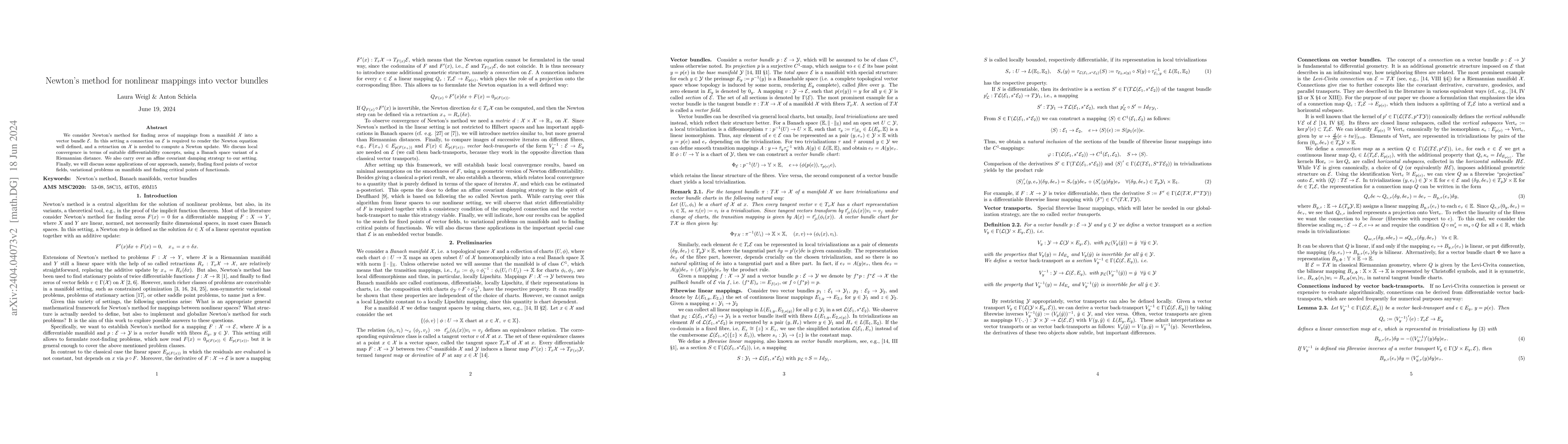 Thumbnail for Newton's method for nonlinear mappings into vector bundles