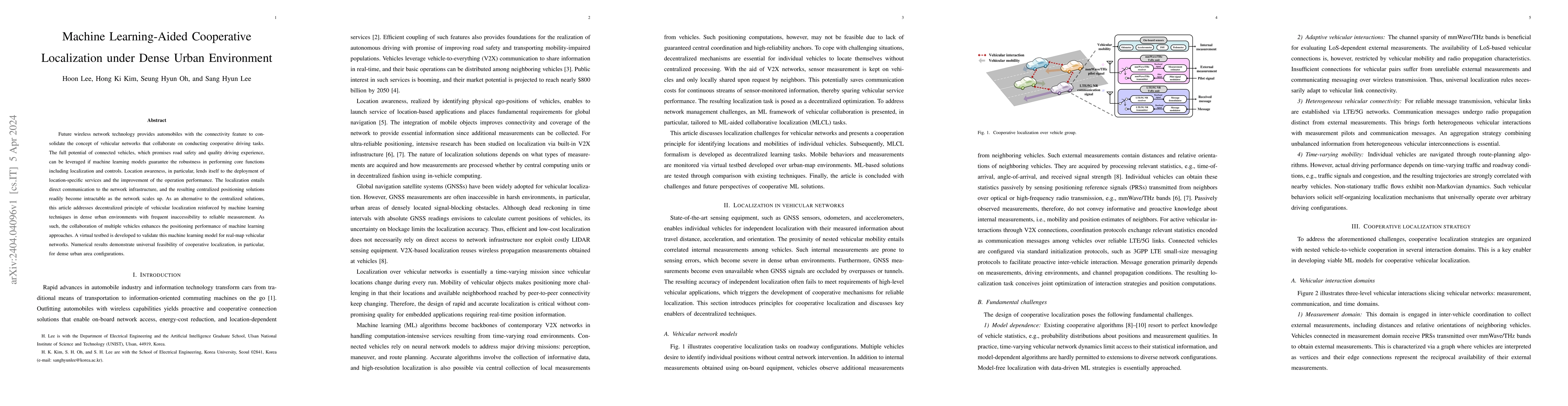 Thumbnail for Machine Learning-Aided Cooperative Localization under Dense Urban
  Environment