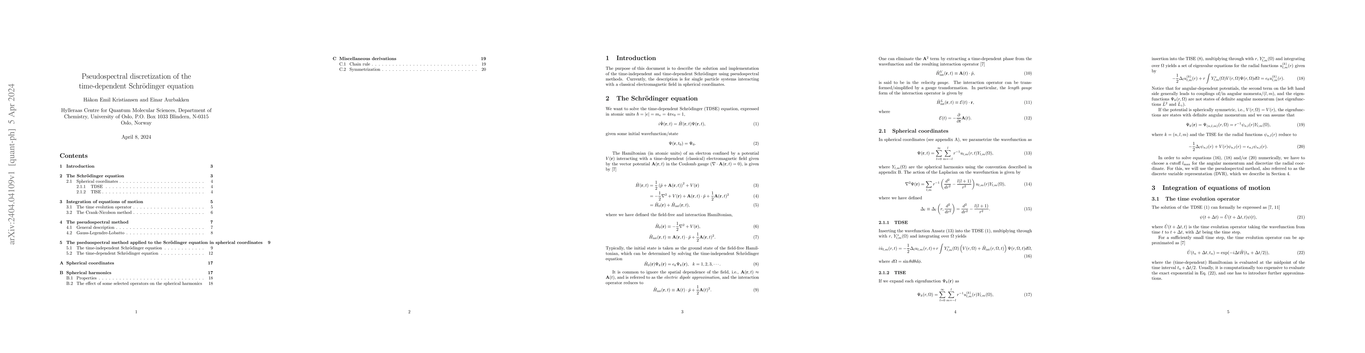 Thumbnail for Pseudospectral discretization of the time-dependent Schr\"odinger
  equation