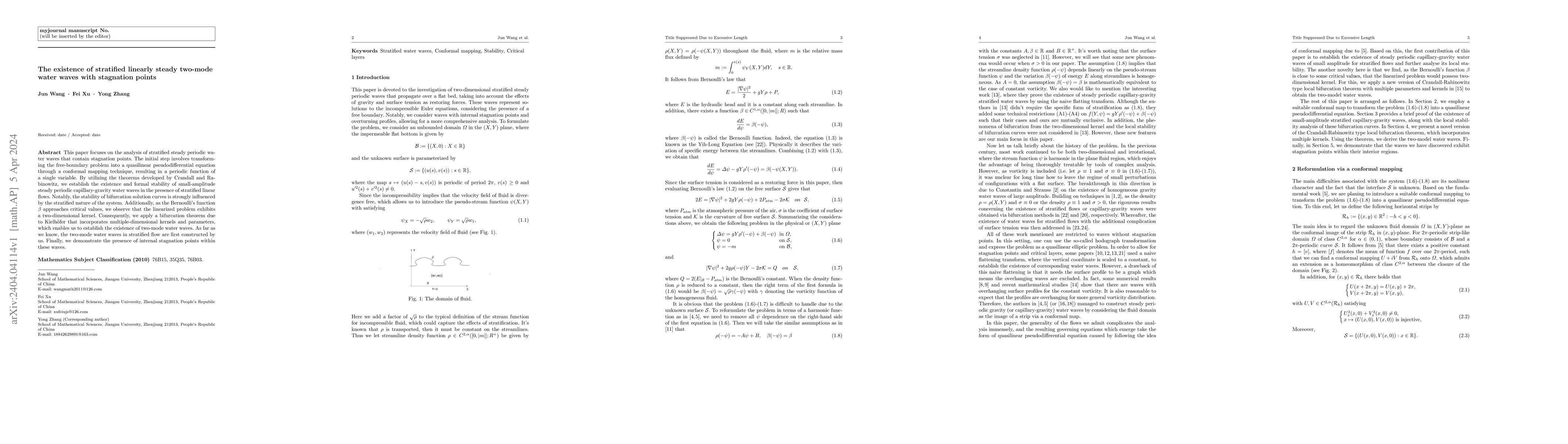 Thumbnail for The existence of stratified linearly steady two-mode water waves with
  stagnation points