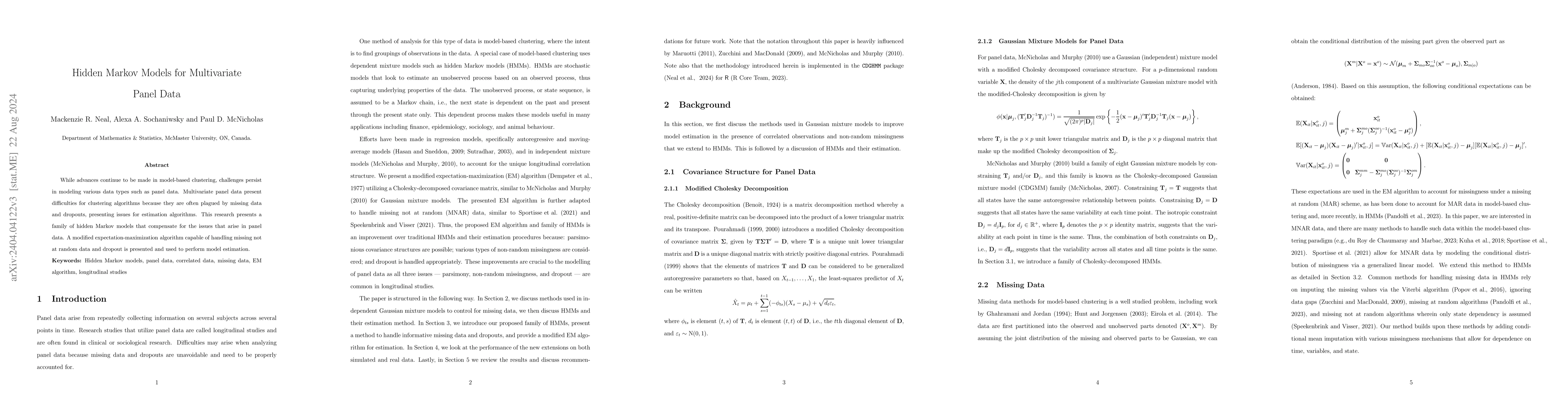 Thumbnail for Hidden Markov Models for Multivariate Panel Data