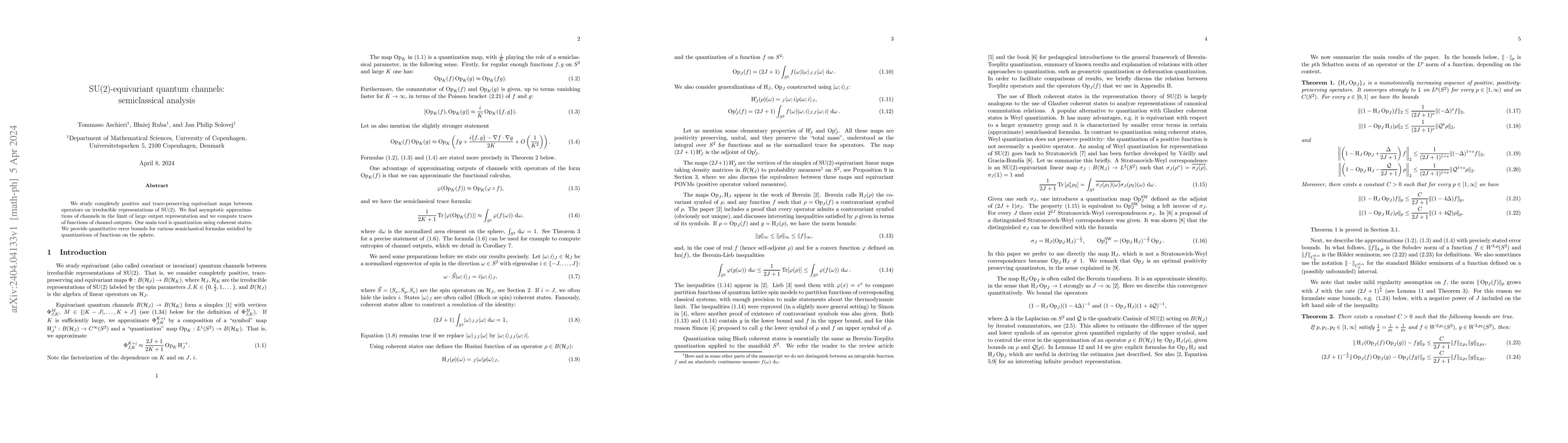 Thumbnail for SU(2)-equivariant quantum channels: semiclassical analysis