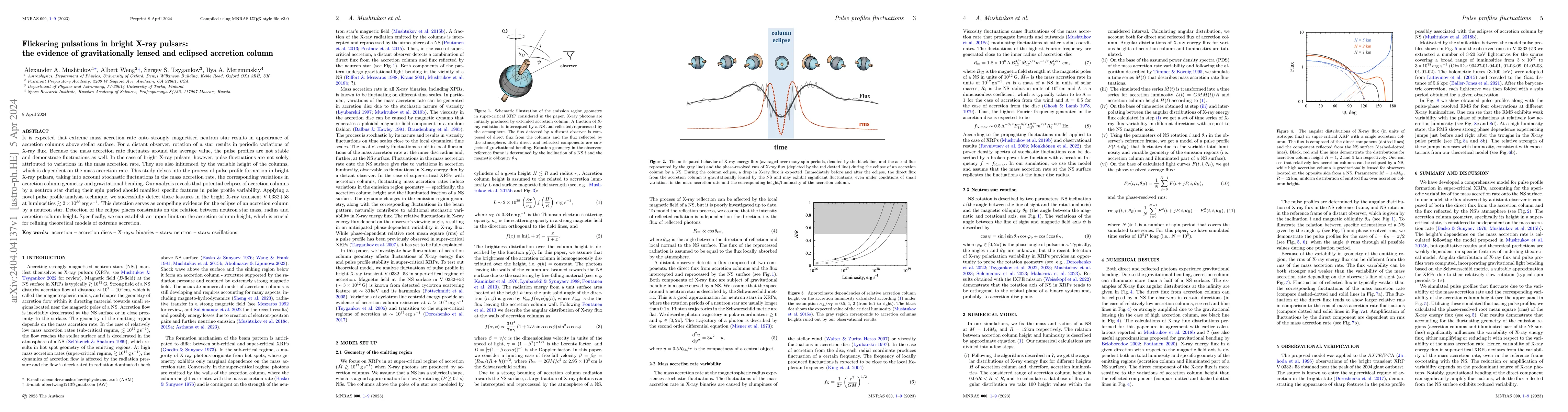 Thumbnail for Flickering pulsations in bright X-ray pulsars: the evidence of
  gravitationally lensed and eclipsed accretion column