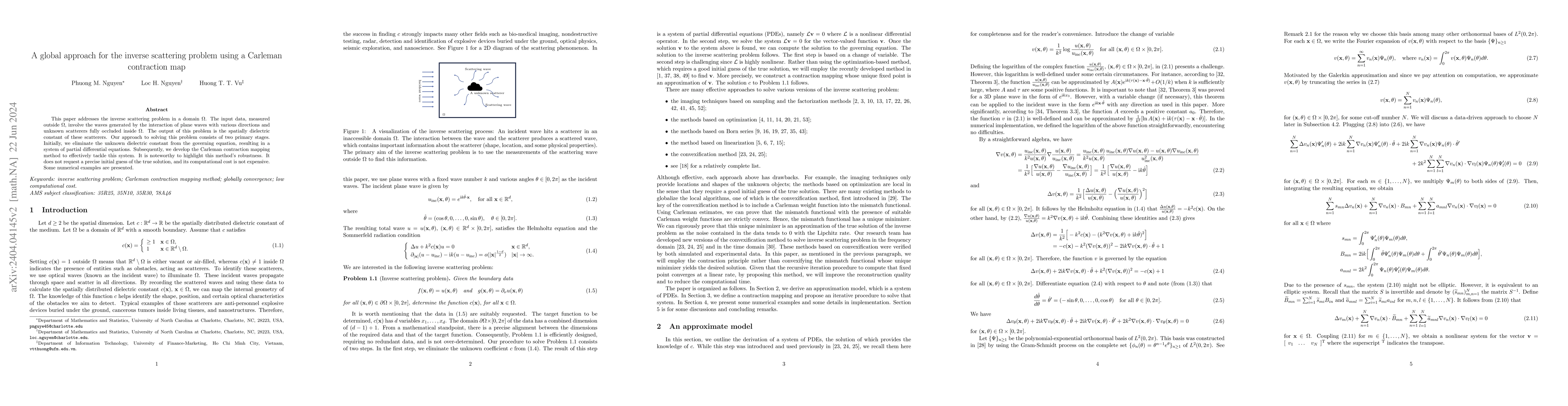 Thumbnail for A global approach for the inverse scattering problem using a Carleman
  contraction map