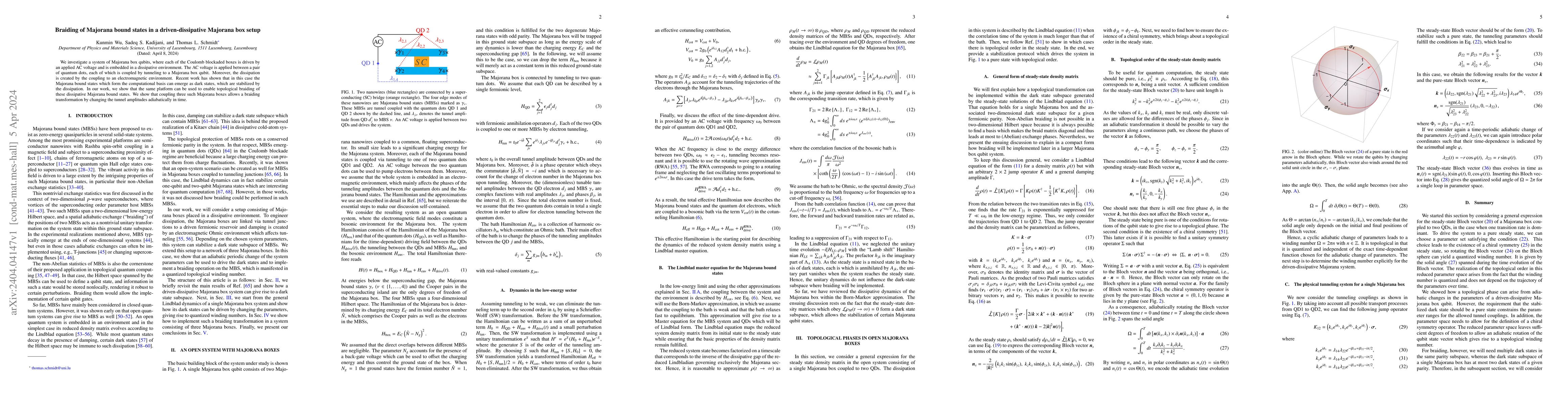 Thumbnail for Braiding of Majorana bound states in a driven-dissipative Majorana box
  setup