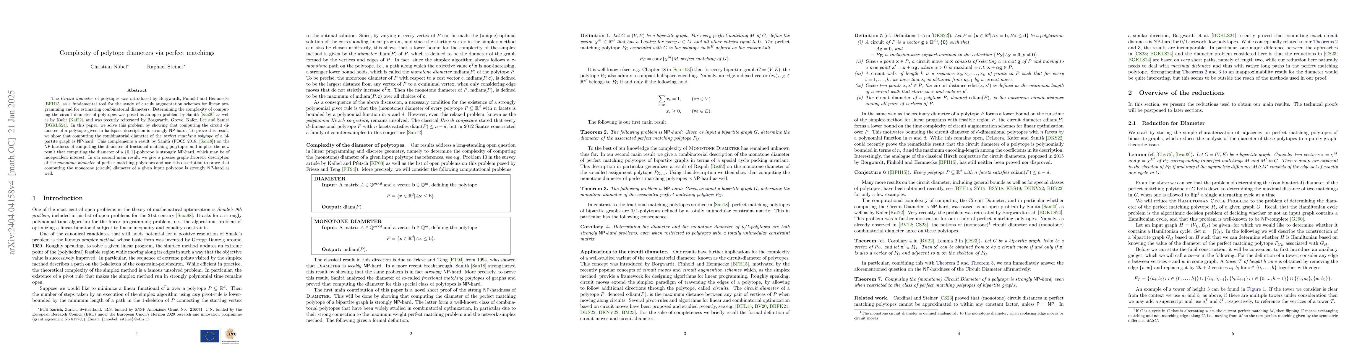 Thumbnail for Hardness of circuit and monotone diameters of polytopes