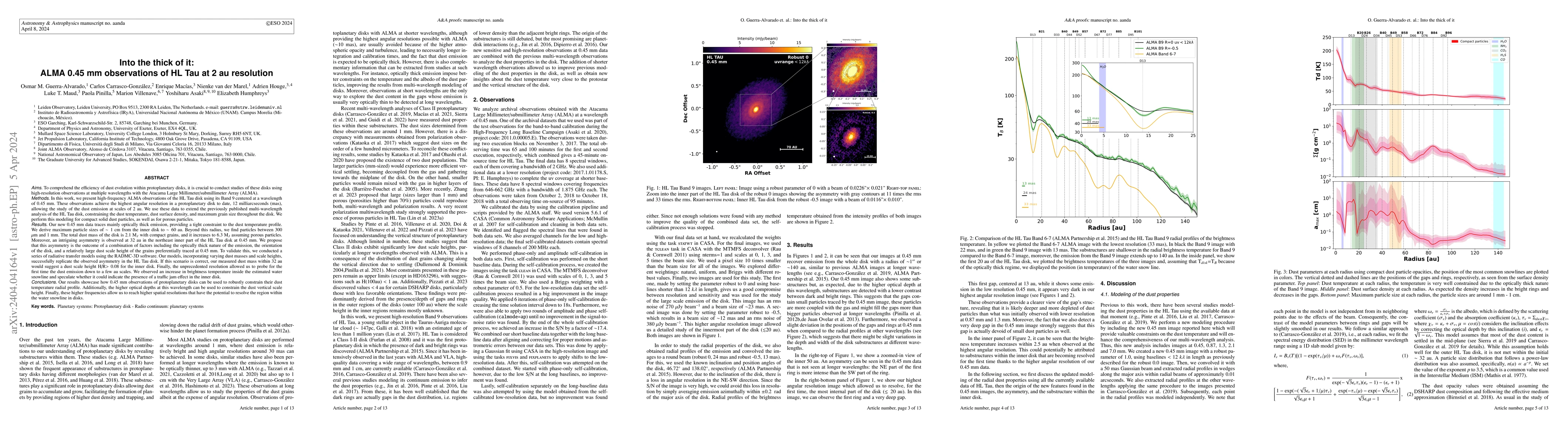 Thumbnail for Into the thick of it: ALMA 0.45 mm observations of HL Tau at 2 au
  resolution