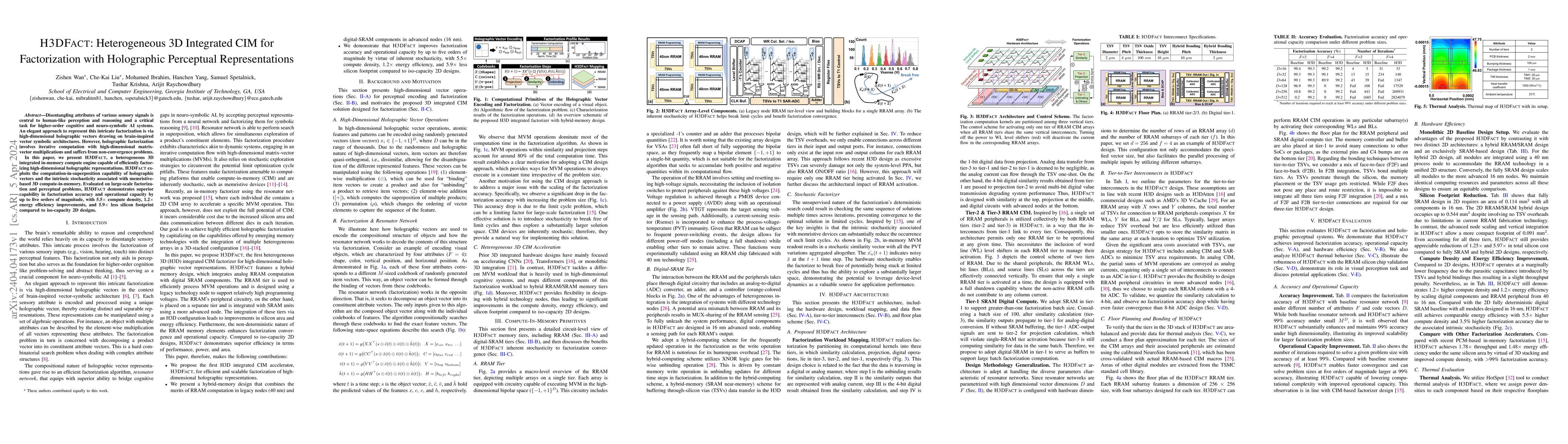 Thumbnail for H3DFact: Heterogeneous 3D Integrated CIM for Factorization with
  Holographic Perceptual Representations