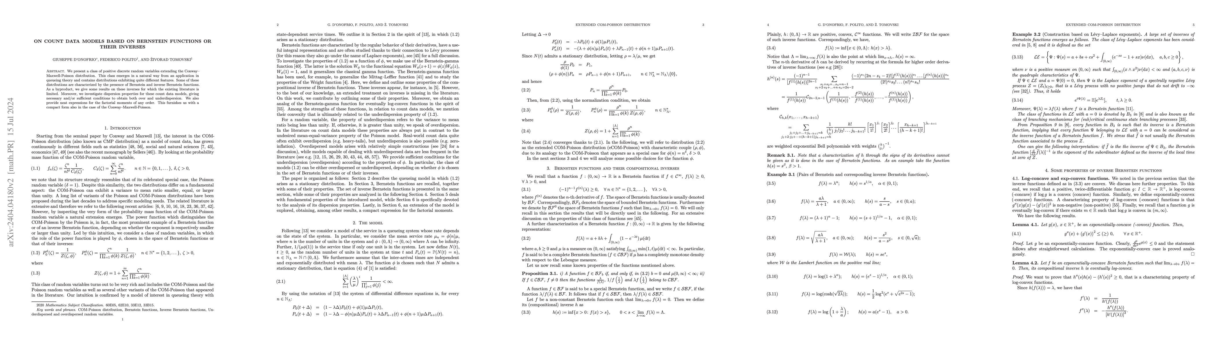 Thumbnail for On count data models based on Bernstein functions or their inverses