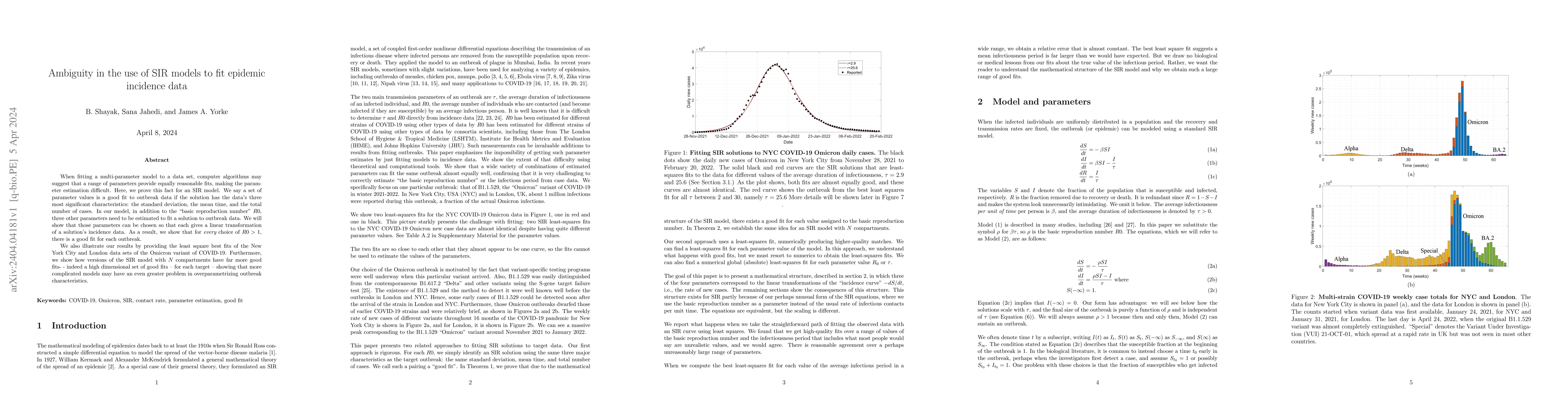 Thumbnail for Ambiguity in the use of SIR models to fit epidemic incidence data