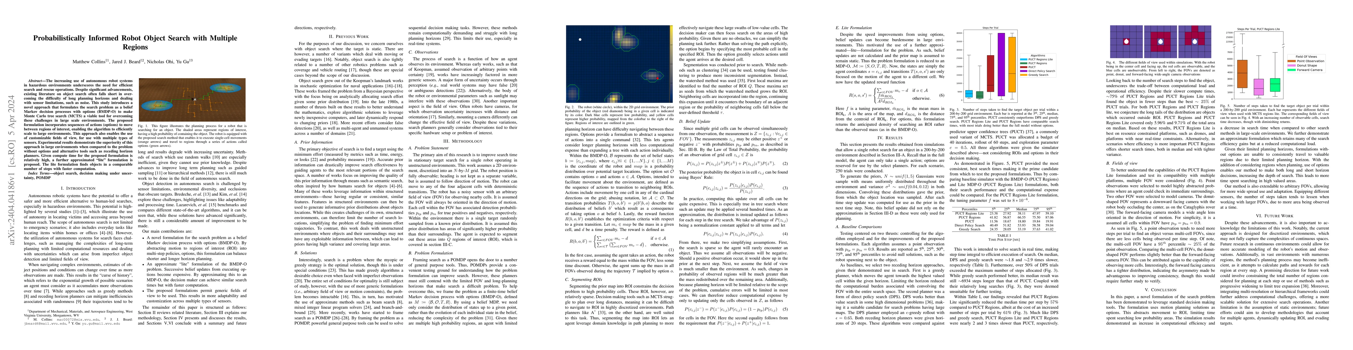 Thumbnail for Probabilistically Informed Robot Object Search with Multiple Regions