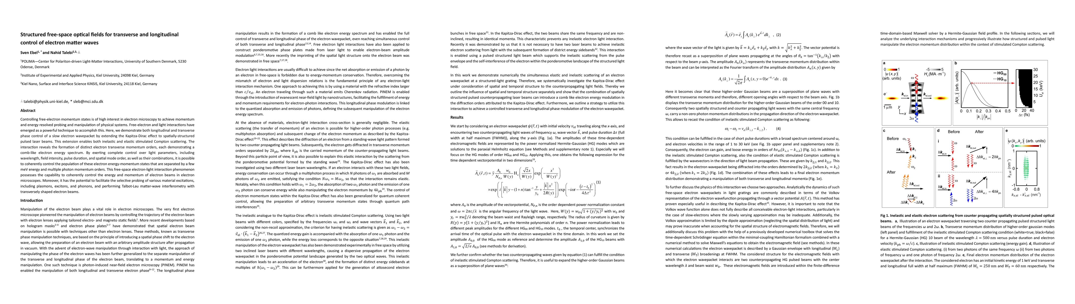 Thumbnail for Structured free-space optical fields for transverse and longitudinal
  control of electron matter waves