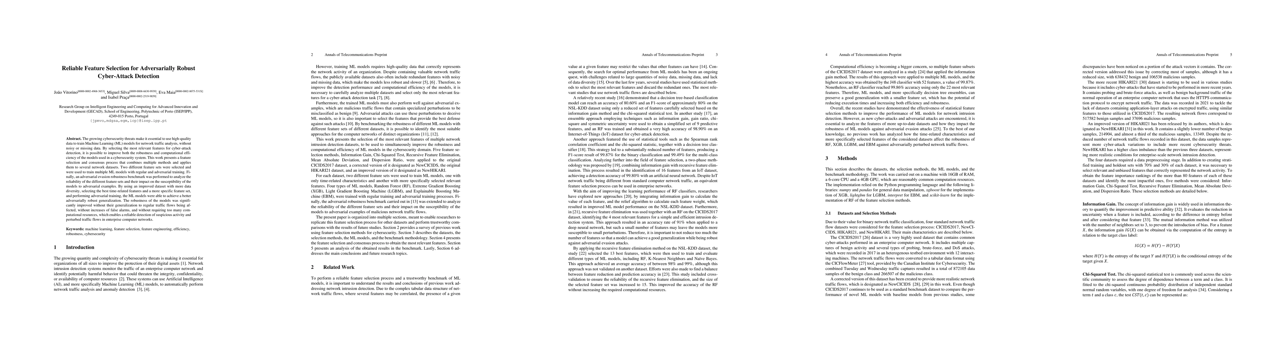 Thumbnail for Reliable Feature Selection for Adversarially Robust Cyber-Attack
  Detection