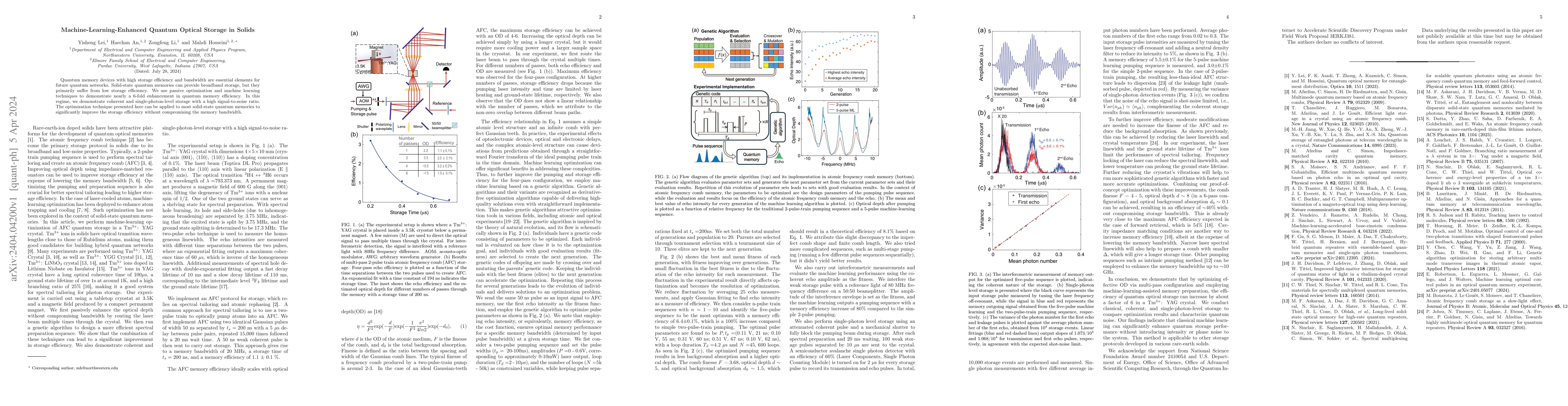 Thumbnail for Machine-Learning-Enhanced Quantum Optical Storage in Solids