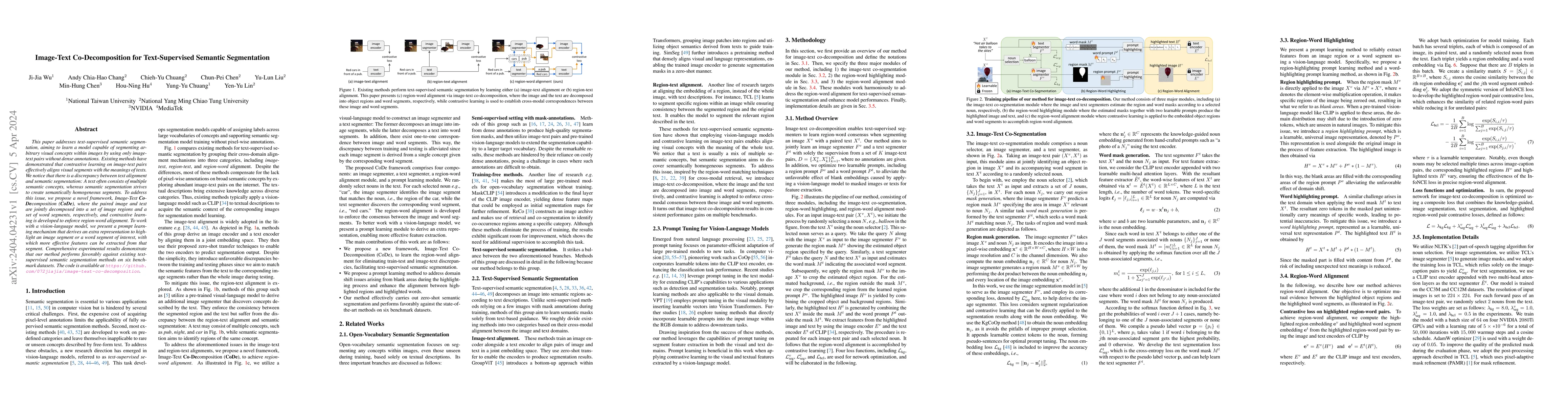 Thumbnail for Image-Text Co-Decomposition for Text-Supervised Semantic Segmentation