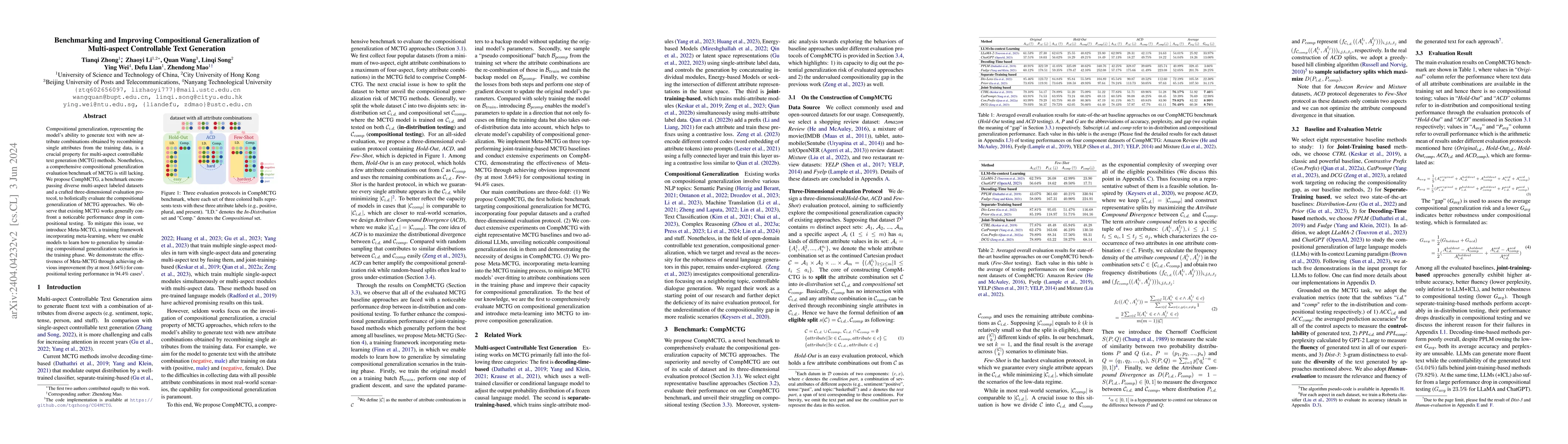 Thumbnail for Benchmarking and Improving Compositional Generalization of Multi-aspect
  Controllable Text Generation