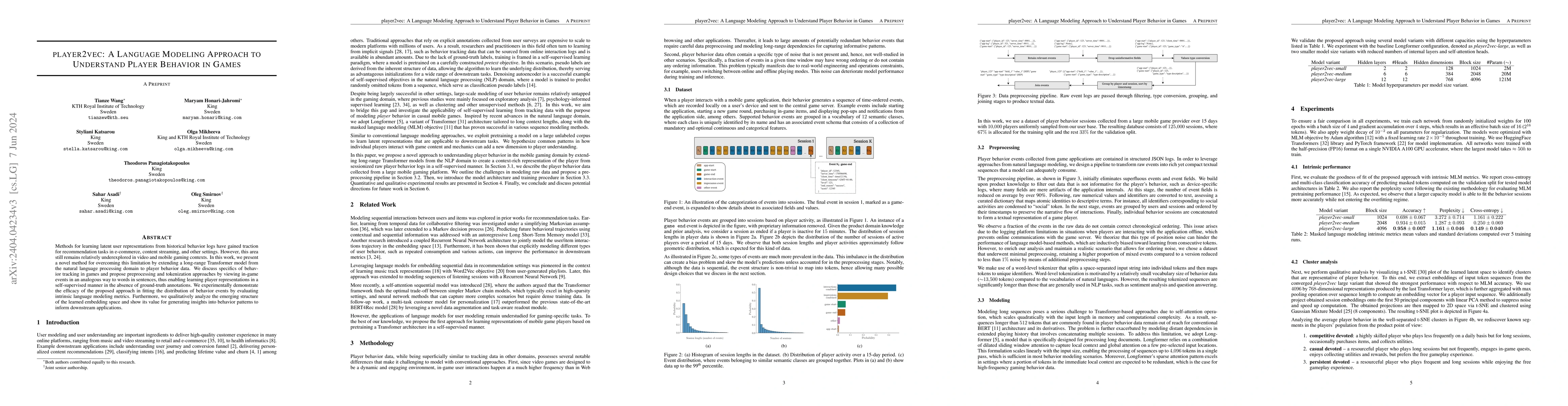 Thumbnail for player2vec: A Language Modeling Approach to Understand Player Behavior
  in Games
