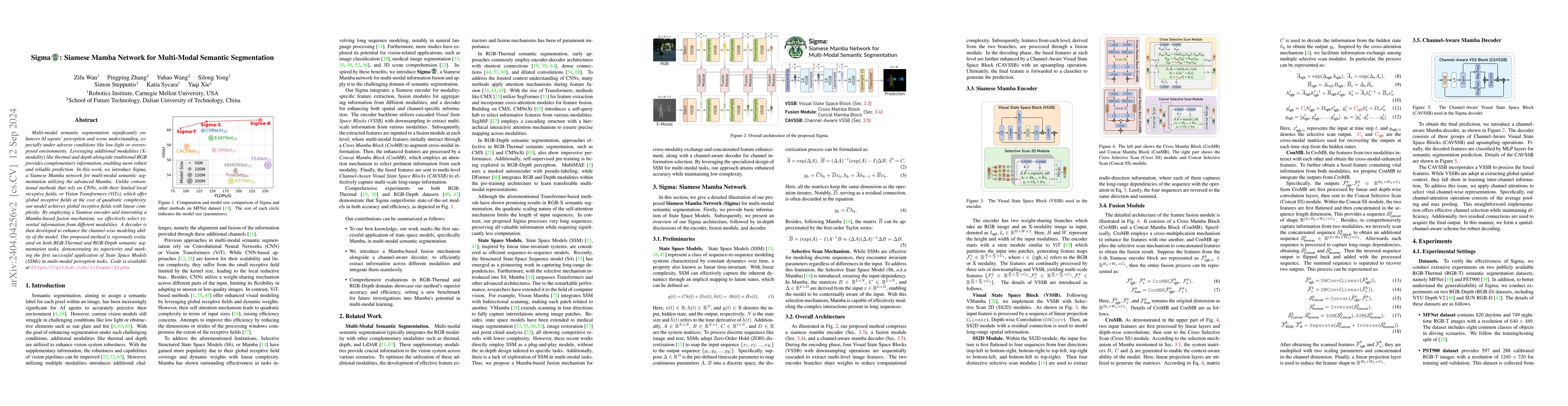Thumbnail for Sigma: Siamese Mamba Network for Multi-Modal Semantic Segmentation