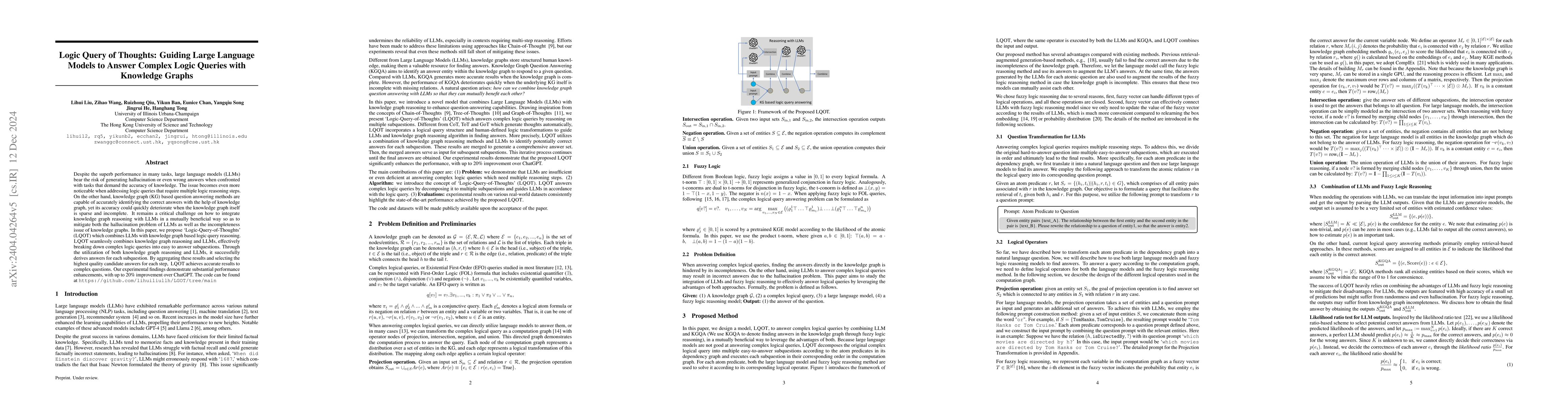 Thumbnail for Logic Query of Thoughts: Guiding Large Language Models to Answer Complex
  Logic Queries with Knowledge Graphs