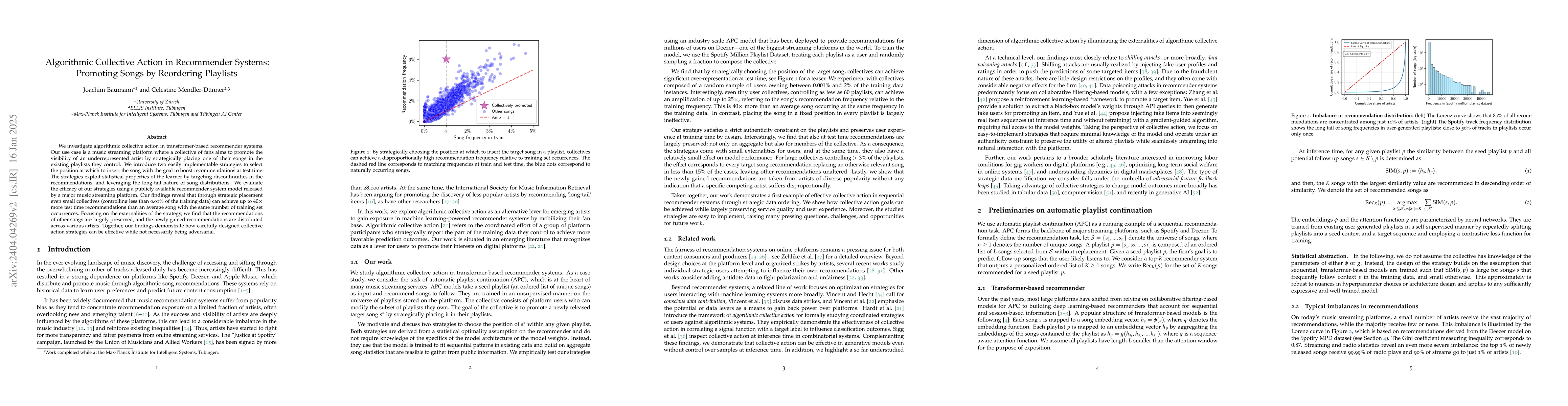Thumbnail for Algorithmic Collective Action in Recommender Systems: Promoting Songs by
  Reordering Playlists
