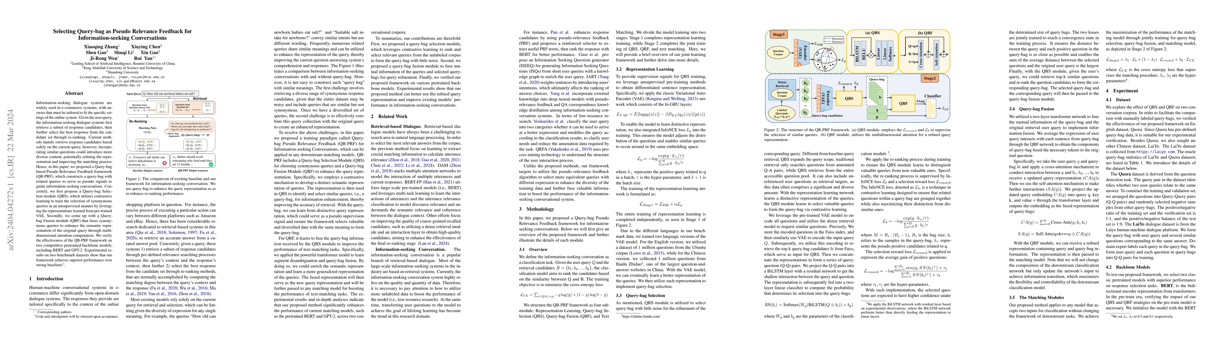 Thumbnail for Selecting Query-bag as Pseudo Relevance Feedback for Information-seeking
  Conversations