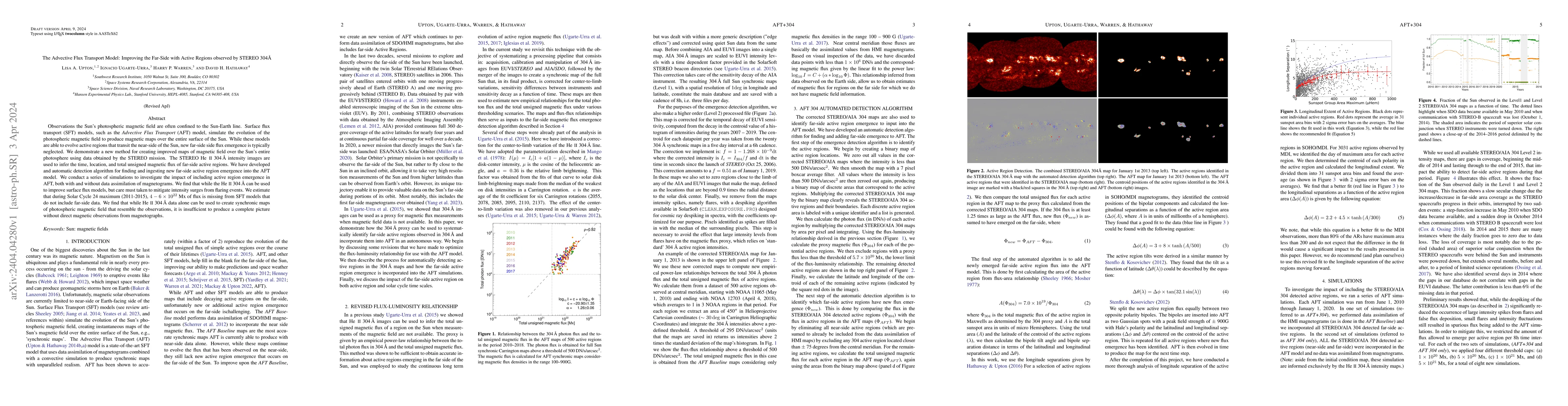 Thumbnail for The Advective Flux Transport Model: Improving the Far-Side with Active
  Regions observed by STEREO 304\r{A}