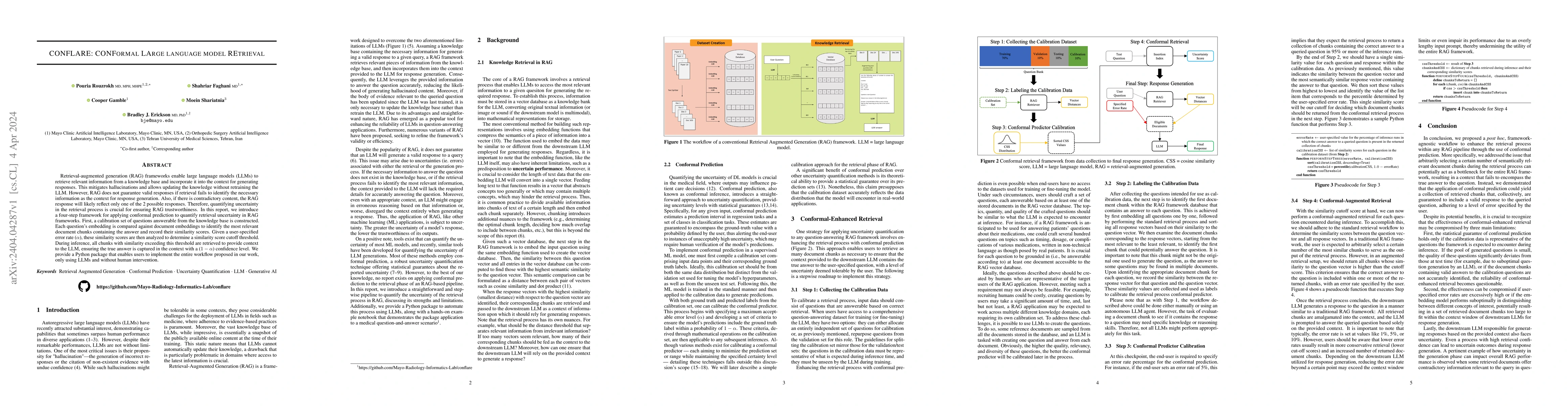 Thumbnail for CONFLARE: CONFormal LArge language model REtrieval