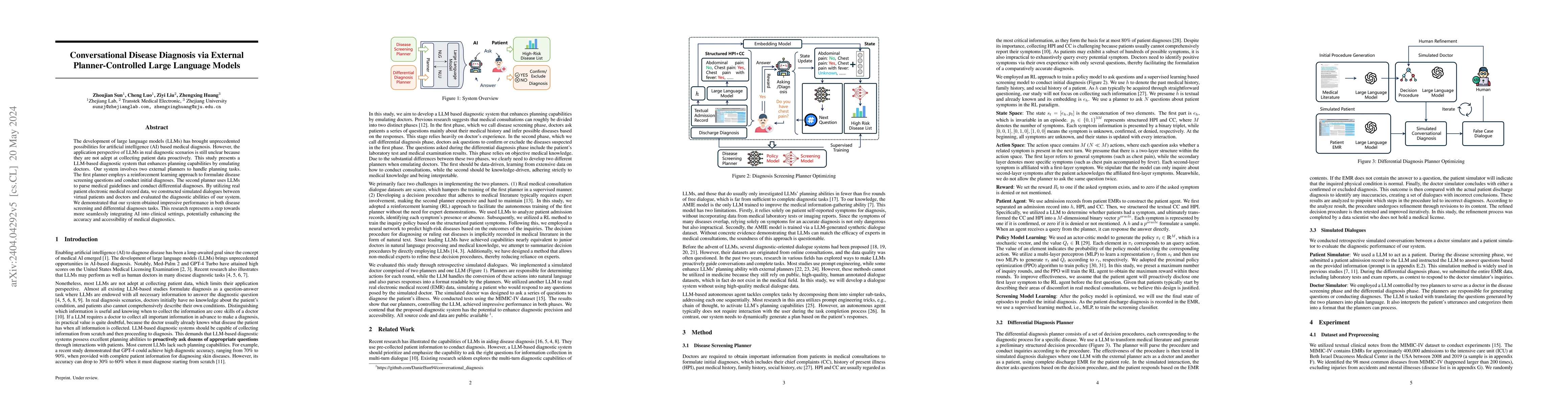 Thumbnail for Conversational Disease Diagnosis via External Planner-Controlled Large
  Language Models