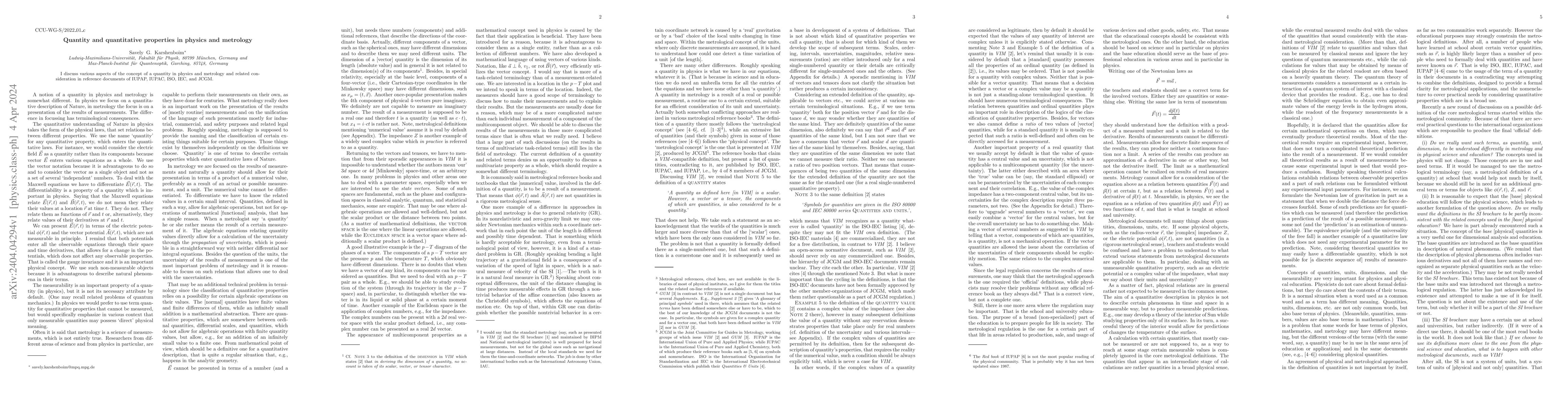 Thumbnail for Quantity and quantitative properties in physics and metrology