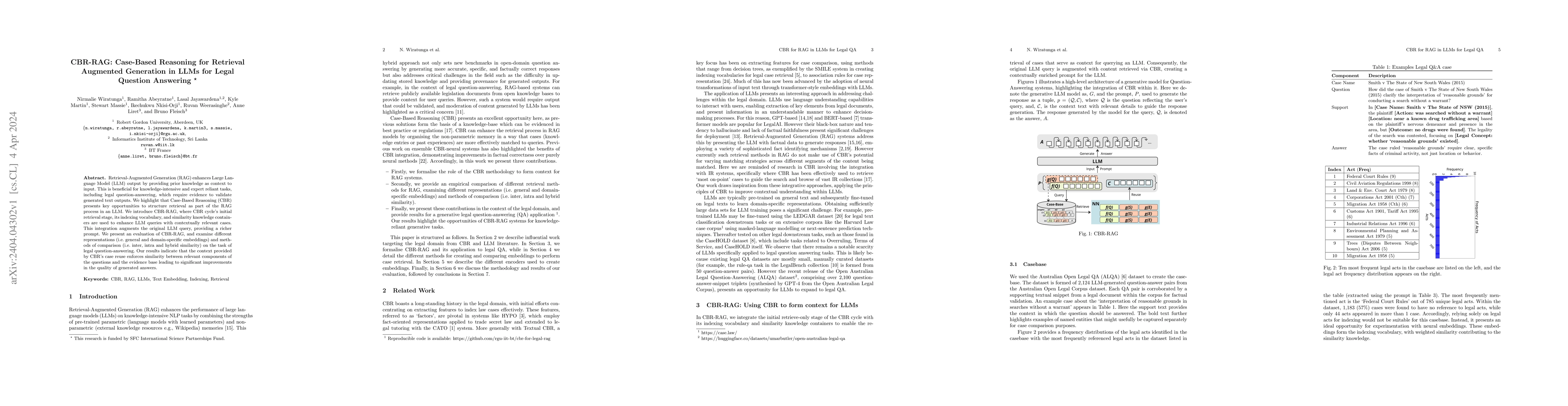 Thumbnail for CBR-RAG: Case-Based Reasoning for Retrieval Augmented Generation in LLMs
  for Legal Question Answering