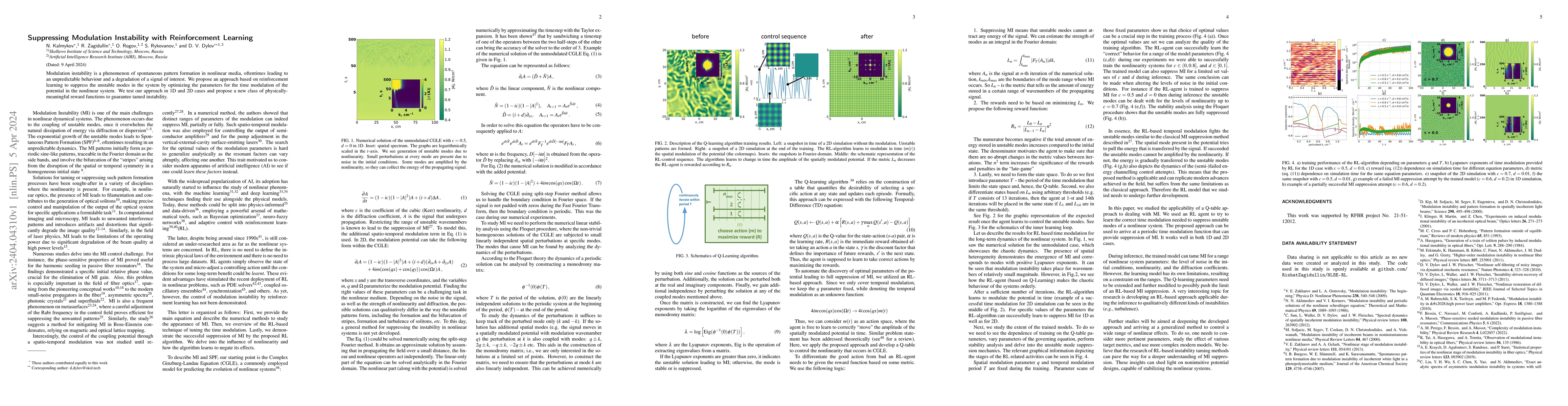 Thumbnail for Suppressing Modulation Instability with Reinforcement Learning
