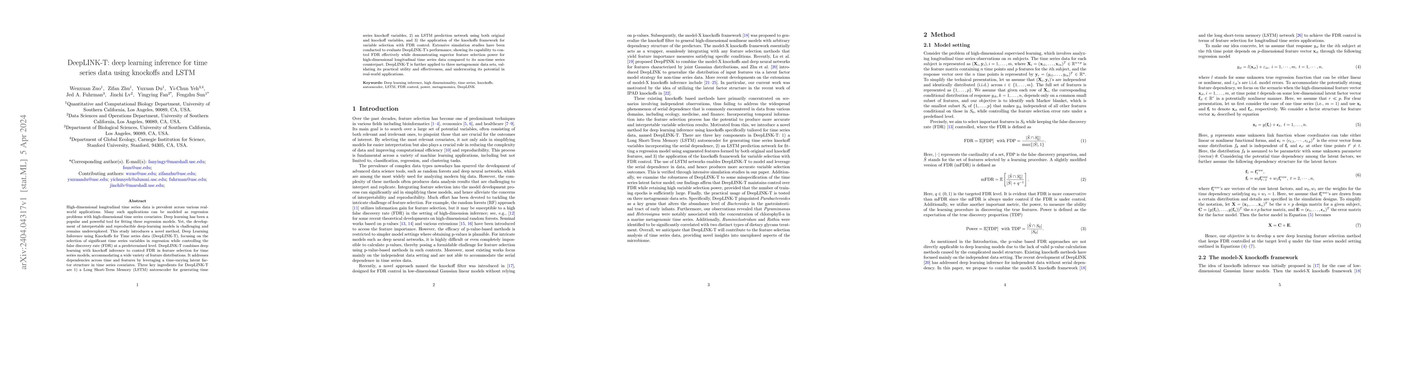 Thumbnail for DeepLINK-T: deep learning inference for time series data using knockoffs
  and LSTM
