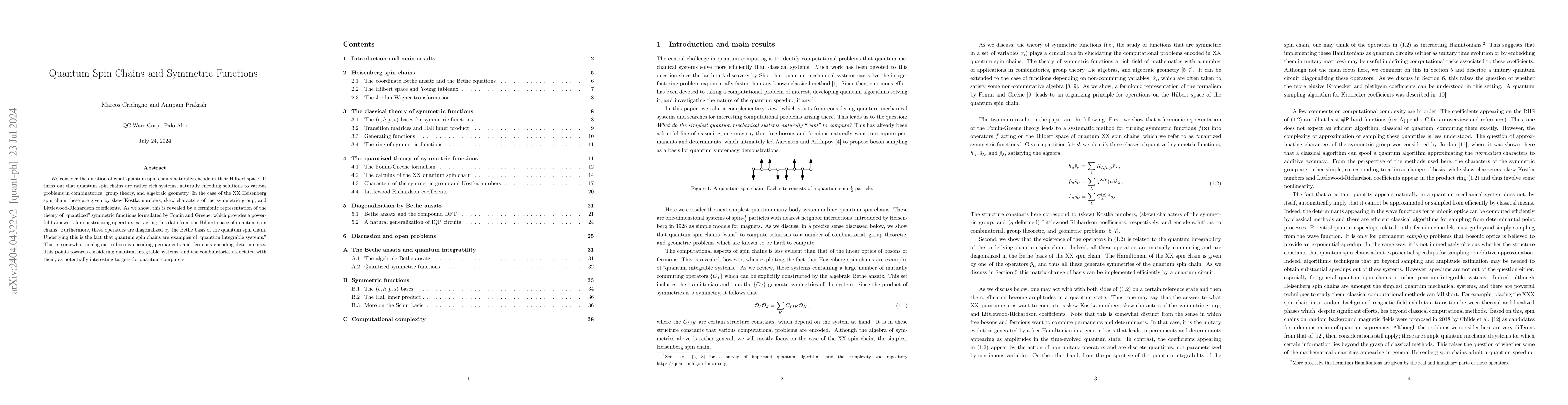 Thumbnail for Quantum Spin Chains and Symmetric Functions