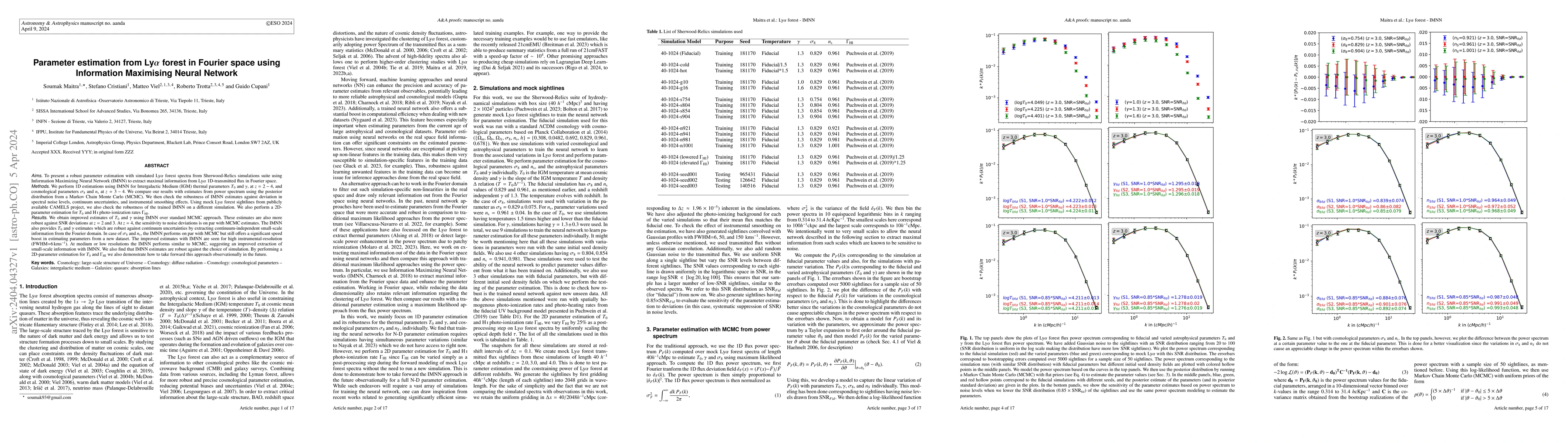 Thumbnail for Parameter estimation from Ly$\alpha$ forest in Fourier space using
  Information Maximising Neural Network