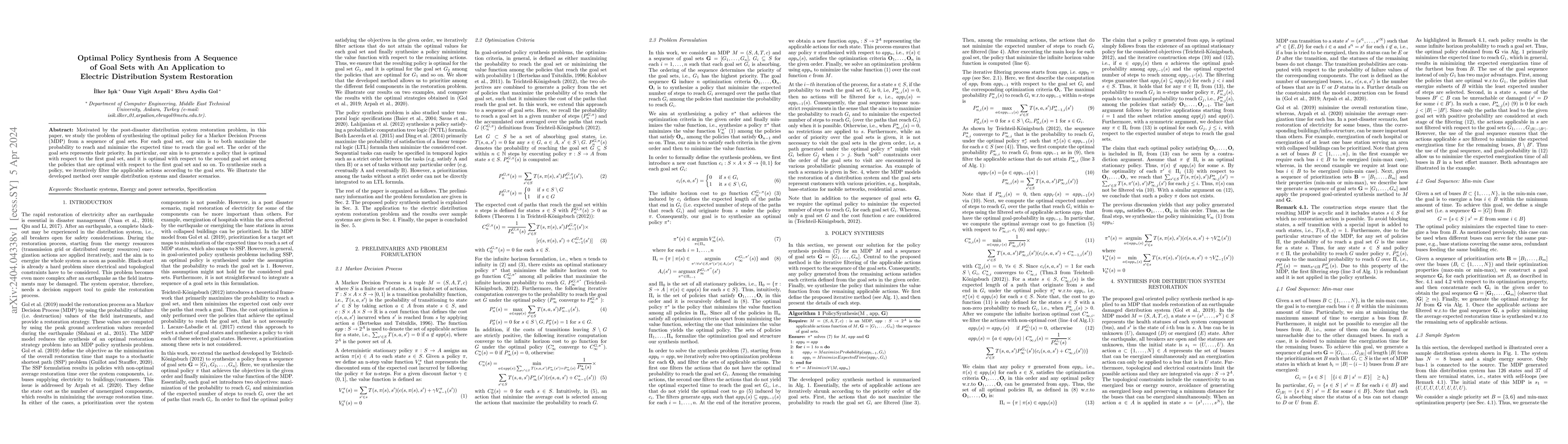 Thumbnail for Optimal Policy Synthesis from A Sequence of Goal Sets with An
  Application to Electric Distribution System Restoration